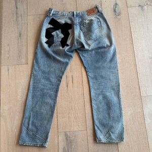 Reworked Distressed Levi’s Button Fly  501 Jeans Retail $300